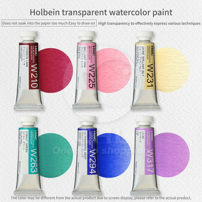 Holbein Transparent Watercolor Paint 15ml Lightfast Not Easy to Fade High Transparency Professional Grade Artist Fine Art