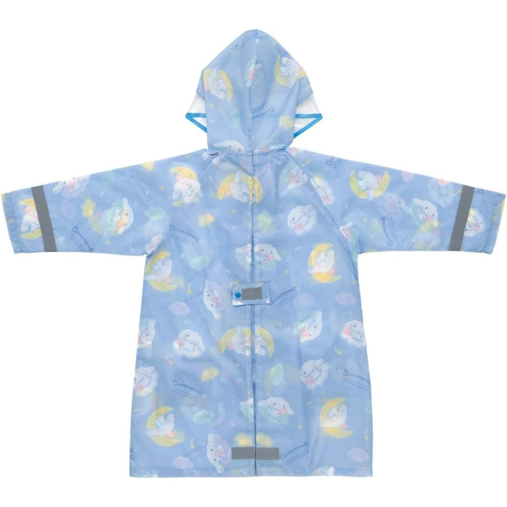 Skater Cinnamoroll Starry Sky Children's Raincoat Transparent Hood with Reflective Strips Backpack and School Bag Protection for Children and Students