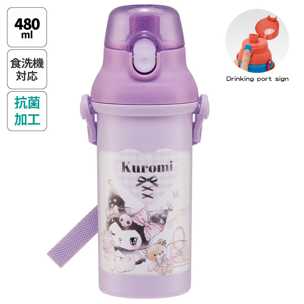 Skater Collaboration One Touch Water Bottle 480ml Direct Drinking Bottle Children Toddler Skater Straw Bottle Antibacterial Dishwasher Safe Made in Japan