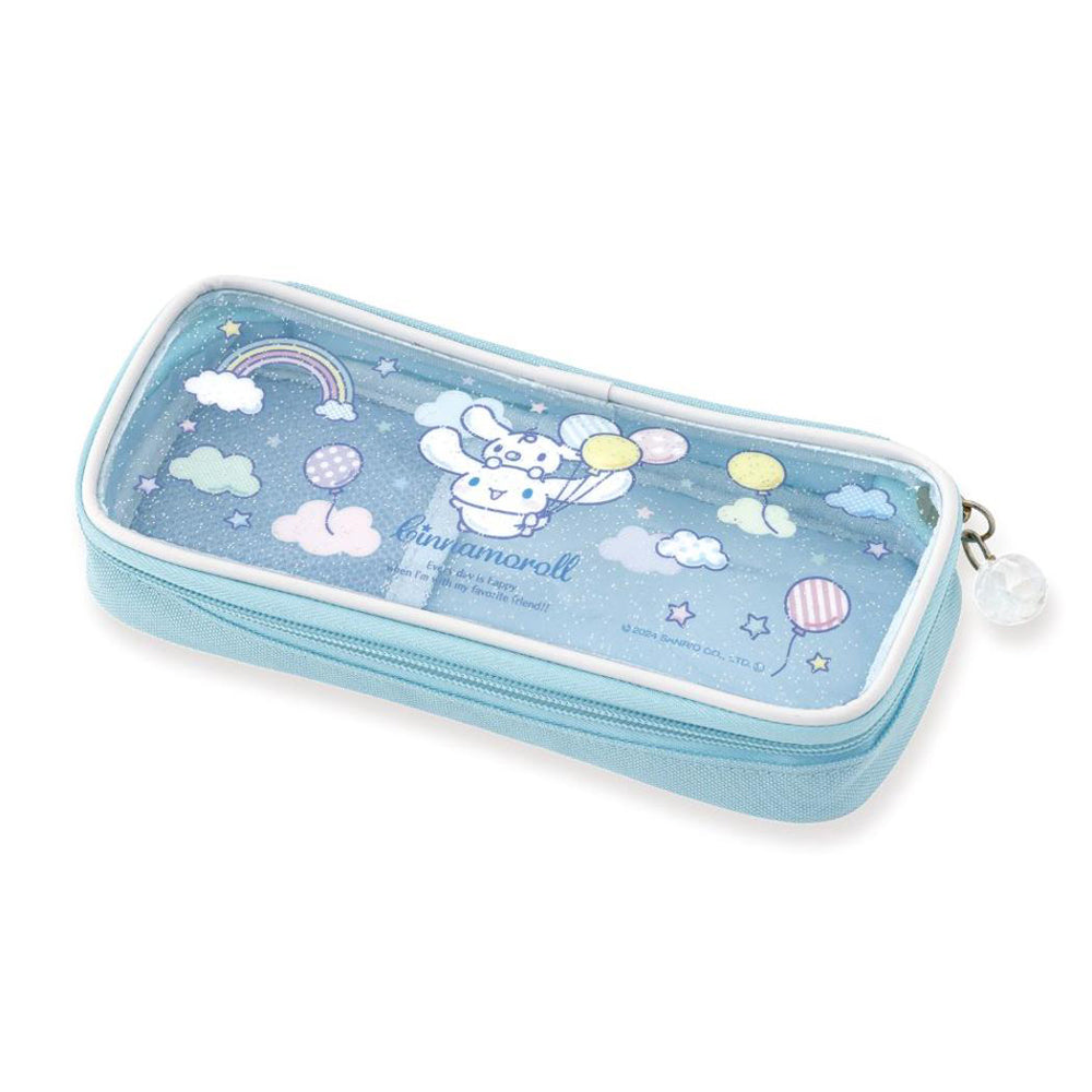 Sanrio rhinestone zipper transparent pencil case Hello Kitty Kuromi My Melody Cinnamoroll quick access to stationery shiny rhinestones easy storage