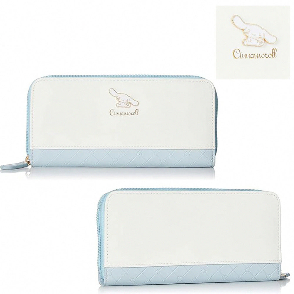 Sanrio Cinnamoroll Trifold Wallet Long Purse Exquisite Metal Pattern Wallet Leather Bag Cute Wallet Mini Wallet