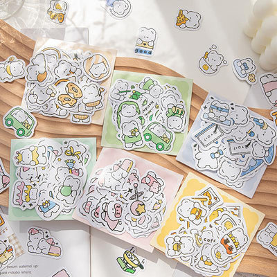 莫莫小熊請幸福系列貼紙包插畫白熊日常聚會購物露營手冊材料DIY裝飾