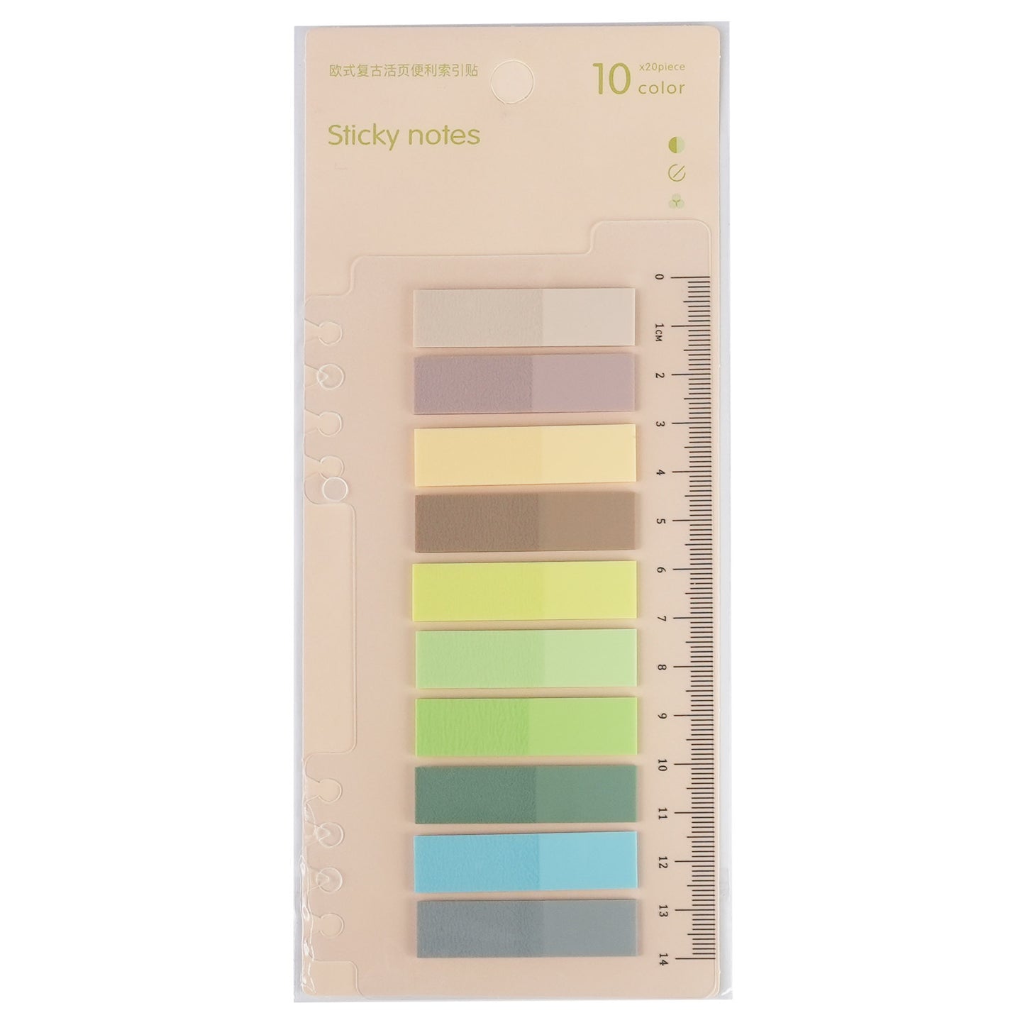 انظر ملصقات فهرس ملونة Eslite الرجعية 200 ورقة حاكم NP-000019