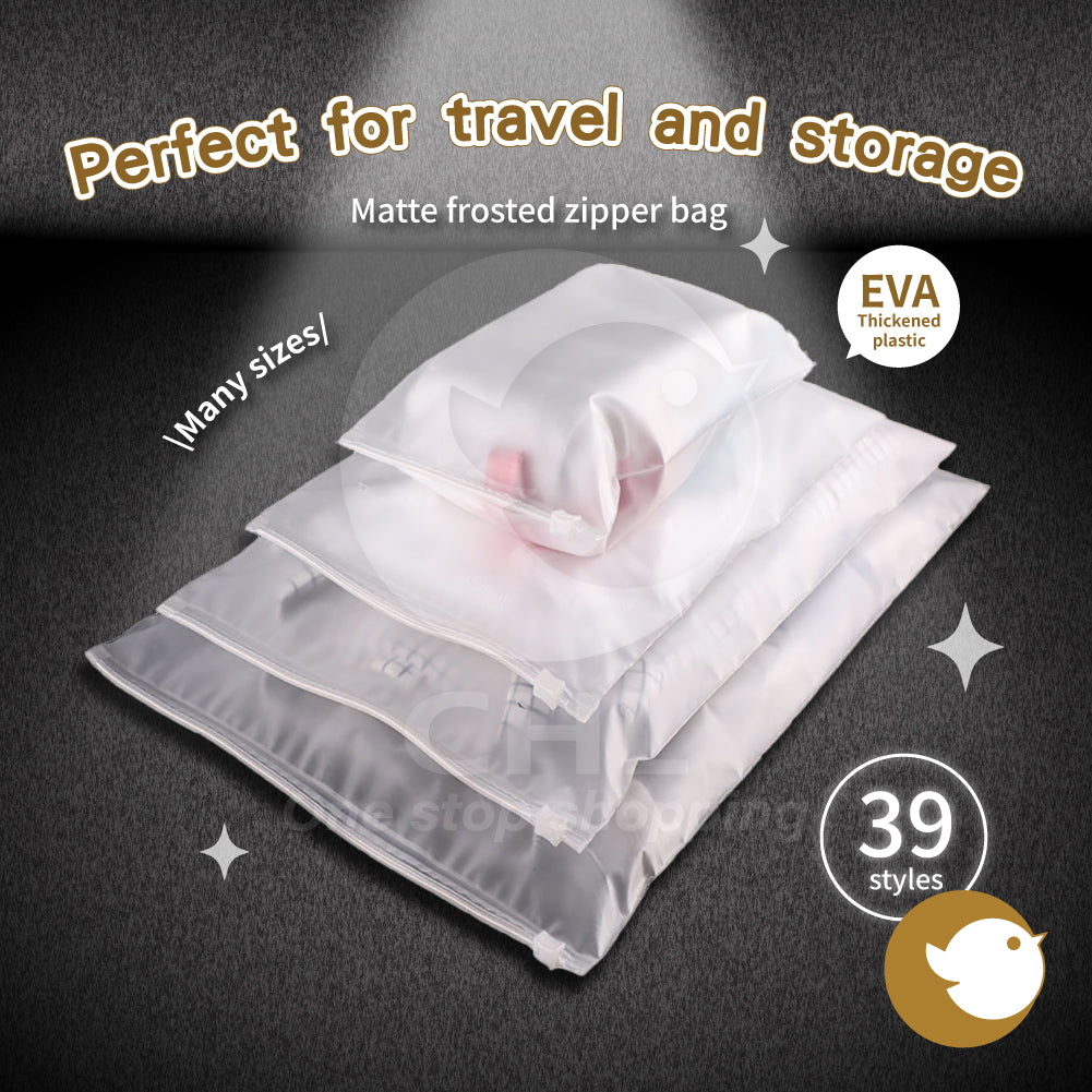 Double-sided matte frosted zipper bag thickened plastic translucent clothing storage wholesale EVA packaging bag CPE flat pocket 16 silk dustproof durable practical