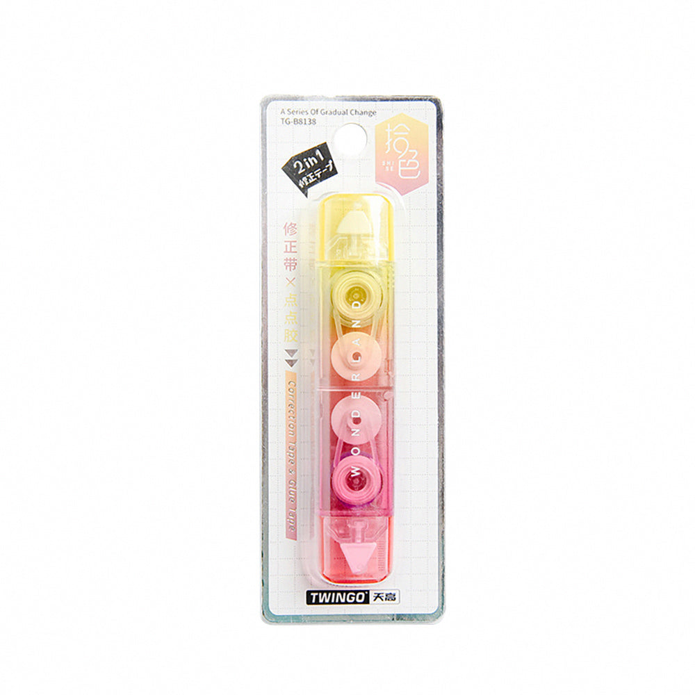 2-in-1 Gradient Color Correction Tape, Super Beautiful Gradient, Dot Dot Glue, Instant Tape, Yellow-Green Gradient, Yellow-Red Gradient, Blue-Purple Gradient, Student, Office, Texture, Translucent, Dreamy