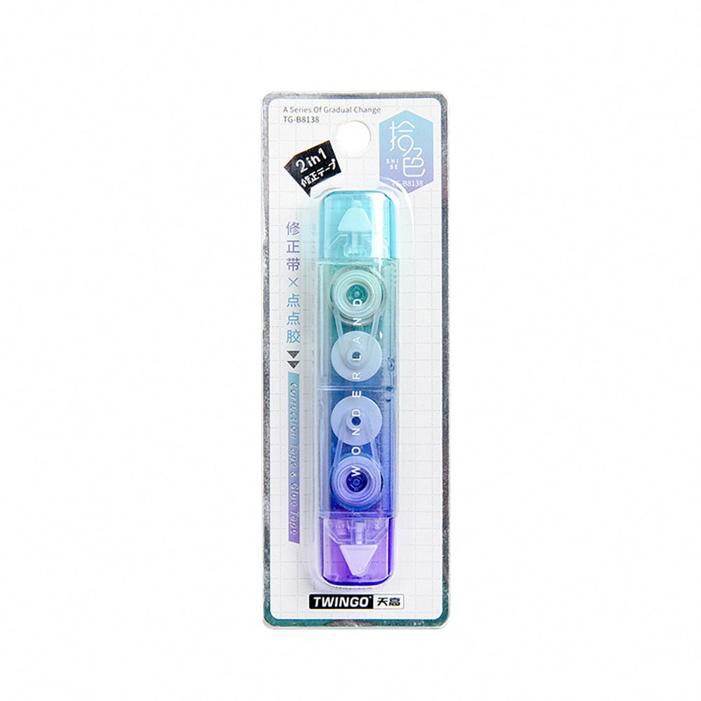 2-in-1 Gradient Color Correction Tape, Super Beautiful Gradient, Dot Dot Glue, Instant Tape, Yellow-Green Gradient, Yellow-Red Gradient, Blue-Purple Gradient, Student, Office, Texture, Translucent, Dreamy