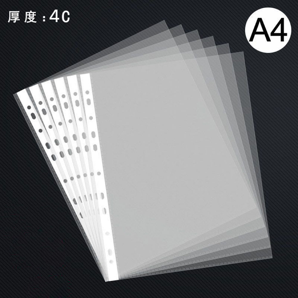 Transparent loose-leaf inner bag A4 100-pack 11-hole universal bag White-edged inner pages Document protective sleeve PP transparent material Information Documents Report Storage Office