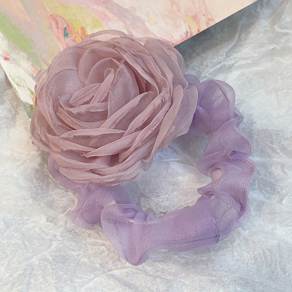 Lace Hair Tie, Hair Tie, Temperament, Gauze, Ribbon, Flowers, Broken Flowers, Hair Tie, Korean Style, High Elasticity, Ball Hair, Internet Celebrity, Camellia Style