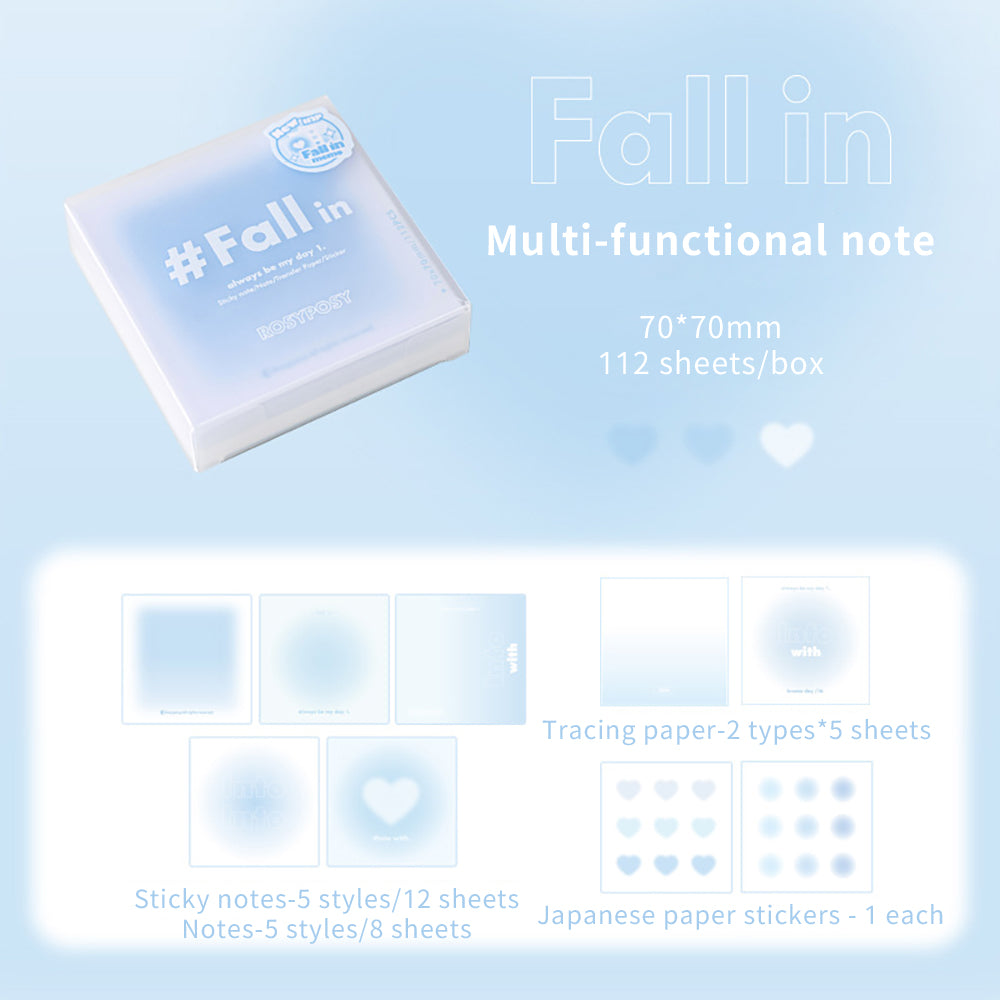 RosyPosy Fall in multi-functional note box, notebook material, card, student notebook, sticker, note paper, multi-function note paper glazed