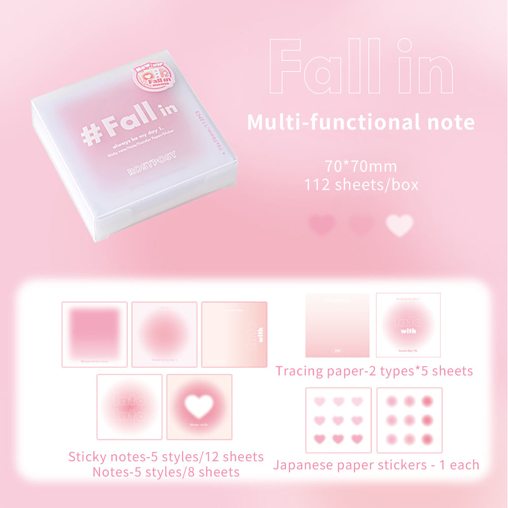 RosyPosy Fall in multi-functional note box, notebook material, card, student notebook, sticker, note paper, multi-function note paper glazed