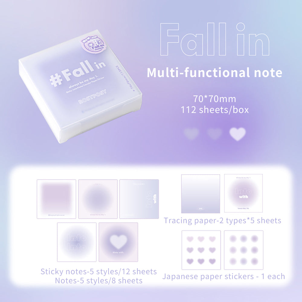 RosyPosy Fall in multi-functional note box, notebook material, card, student notebook, sticker, note paper, multi-function note paper glazed