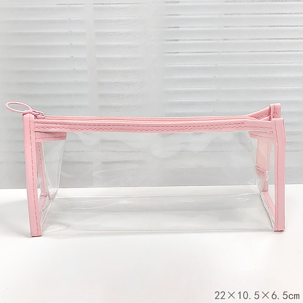 Colorful transparent storage bag, pencil case, simple ins girly heart, cosmetic bag, high appearance, texture, desktop storage stationery bag, practical, zipper transparent bag, ins style