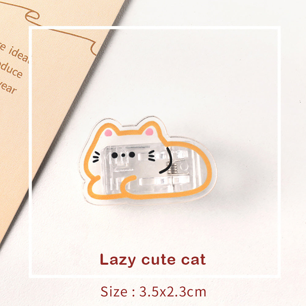 Cute illustration transparent clip transparent acrylic clip fresh cute stationery transparent clip student office food drink small animal test paper information clip