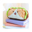 Cute hamburger pencil case, cute, full of fun, embroidery, large capacity, double zipper pullers, soft short plush, healing bear, puppy, burger, fat pencil case