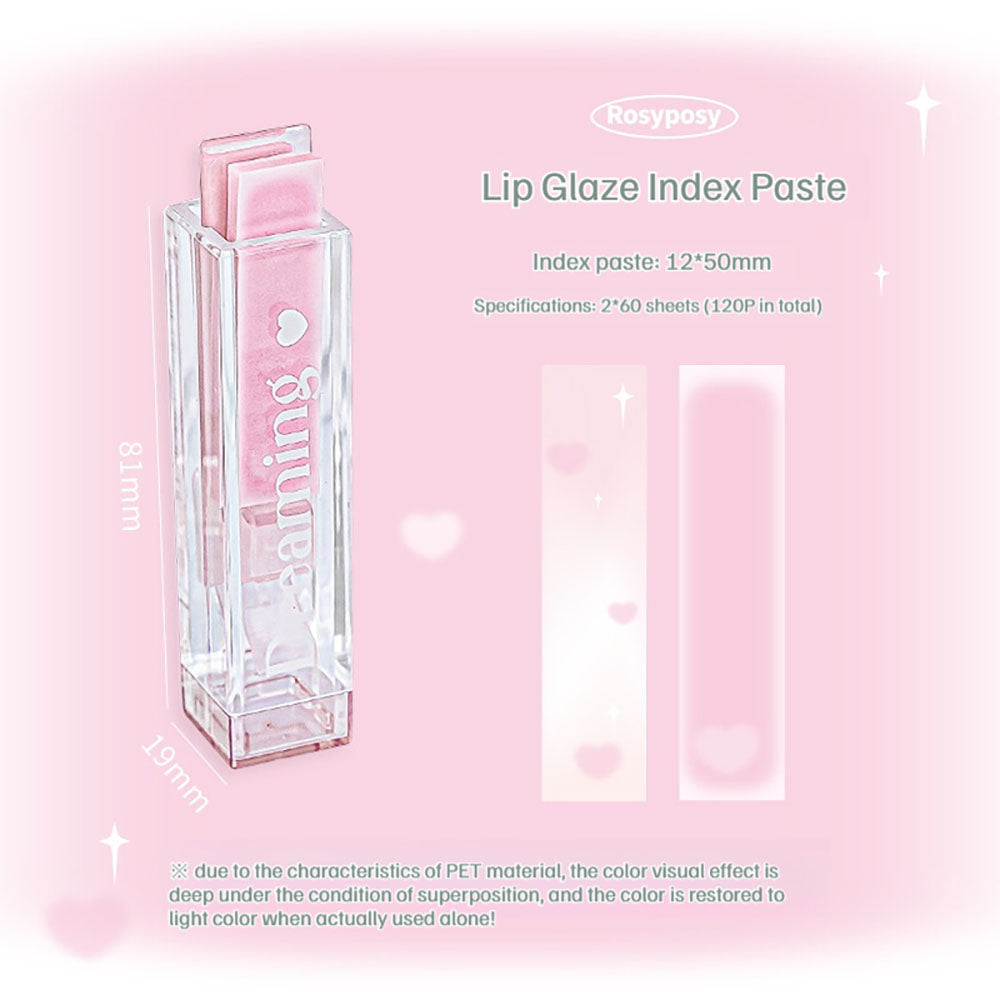RosyPosy Girly Heart Lip Glaze Index Sticker Pink Color Student Stationery Office Stationery