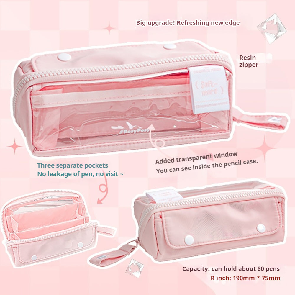 PRISM Prism Series Pen Case Large Capacity Pencil Case Textured Stationery Student Stationery Office Stationery