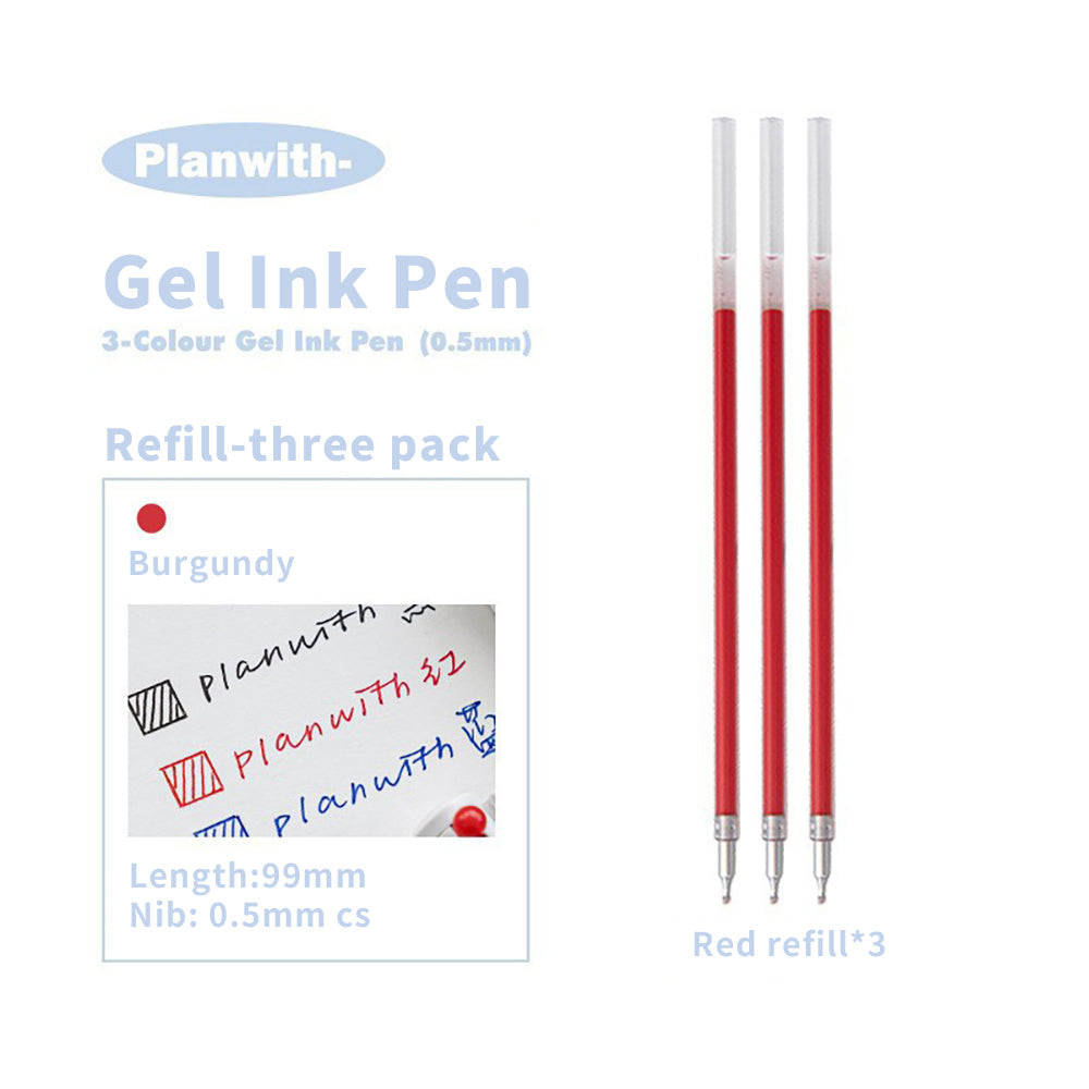 Planwith Sign triangular multi-color pen white milk tea blue pen barrel 3-color matching imported ink 0.5mm press 3-color gel pen