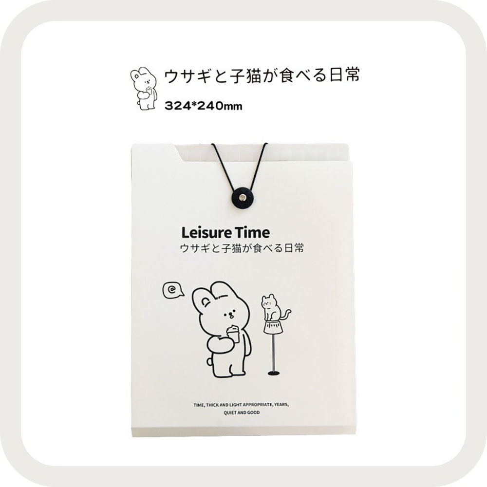 日本手繪卡通A4風琴包大容量8格小羊兔子貓文件夾文件收納免費標籤貼整理分類學習召開會議資料整理