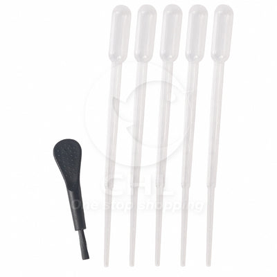 Plastic dropper set, 5 3ml droppers, 1 small brush, Pasteur pipette, Pasteur dropper, graduated, disposable, essential oil, suitable for skin care products, experimental test