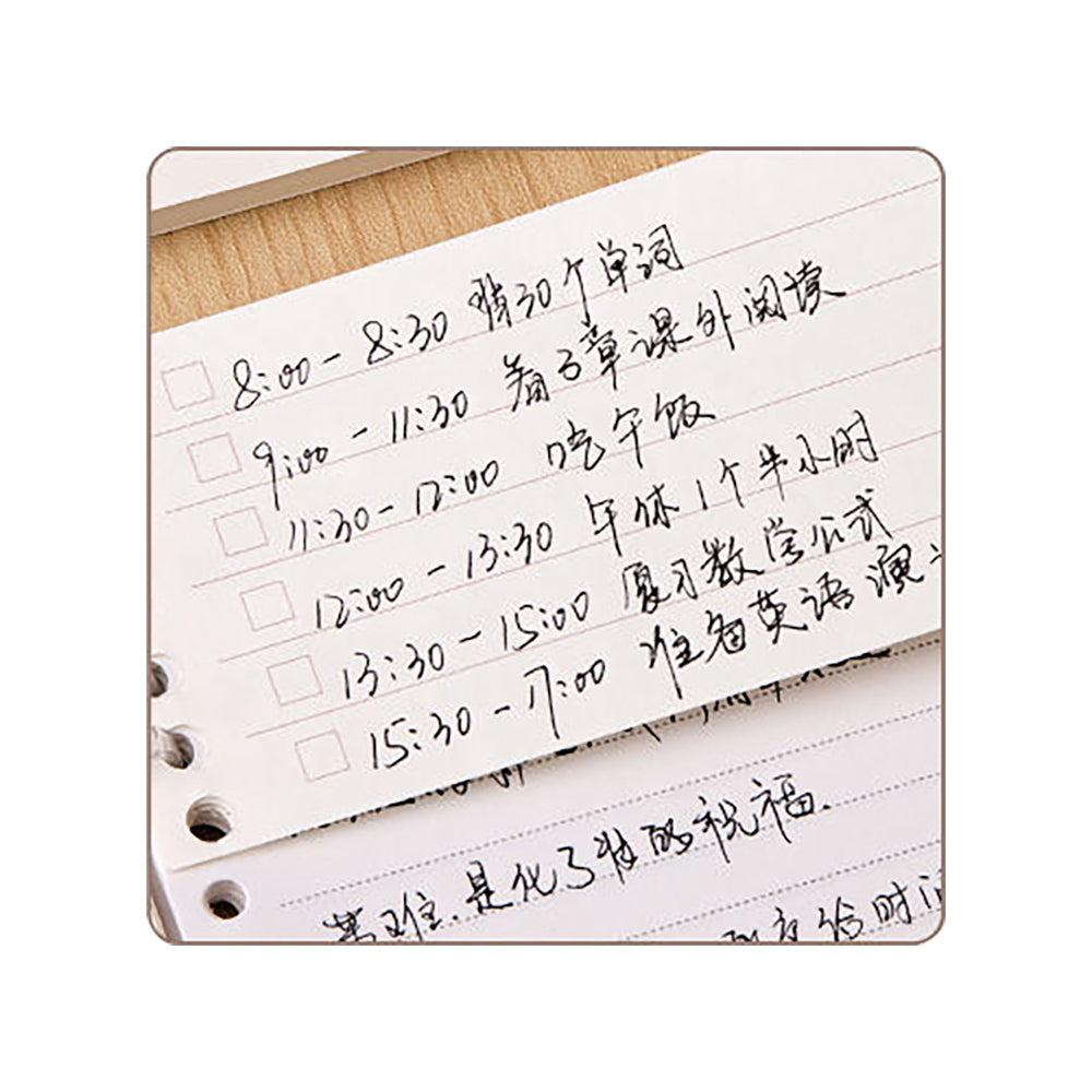 Loose-leaf note pad, loose-leaf paper, removable loose-leaf refills, schedule, wrong questions, loose-leaf paper, rounded corners, protects fingers, paper does not bleed ink, easy to use, can be disassembled and replenished.