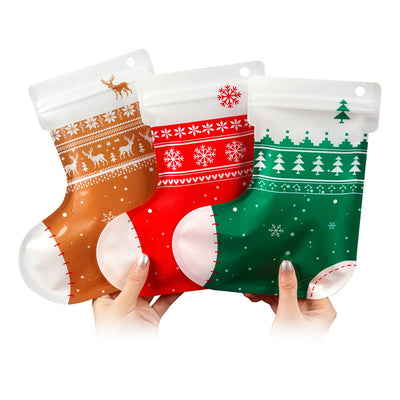 Cute portable snack gift bag with various styles: reindeer, elk, ice crystal, Merry Christmas, Santa Claus, snowman, socks, handbag, bear, rabbit, packaging