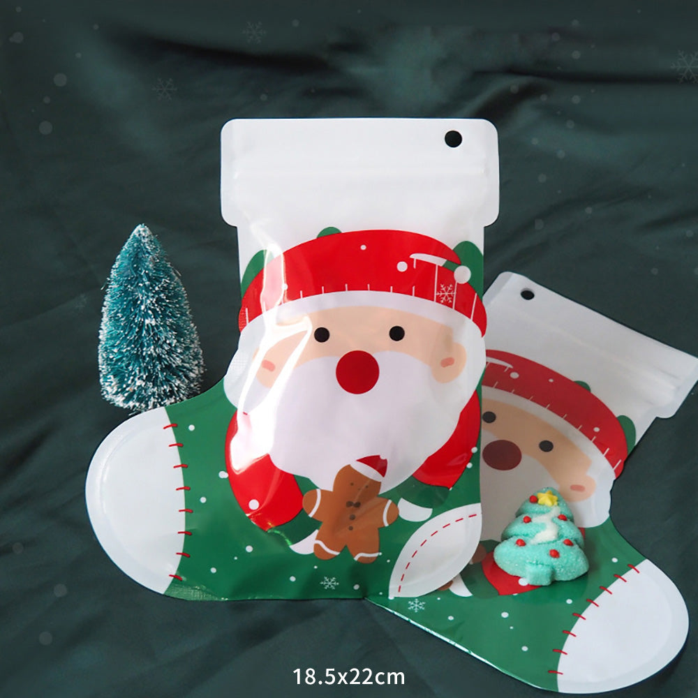 Cute portable snack gift bag with various styles: reindeer, elk, ice crystal, Merry Christmas, Santa Claus, snowman, socks, handbag, bear, rabbit, packaging