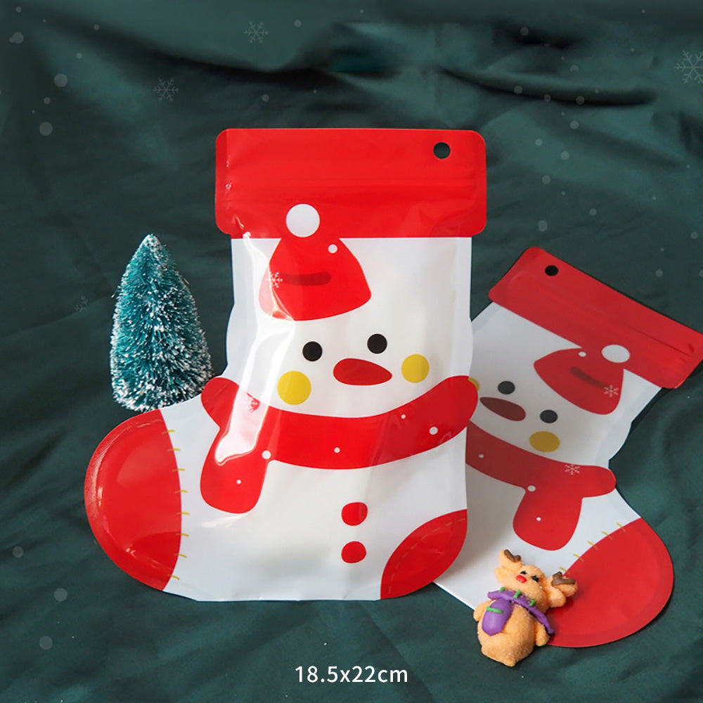 Cute portable snack gift bag with various styles: reindeer, elk, ice crystal, Merry Christmas, Santa Claus, snowman, socks, handbag, bear, rabbit, packaging