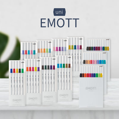 UNI Mitsubishi EMOTT 0.4mm water-based signature pen ten-color set, bright color, light color, dark color, water-based pen, 40 sets, boxed, won the stationery store award, painting, graffiti, marking pen, illustration creation