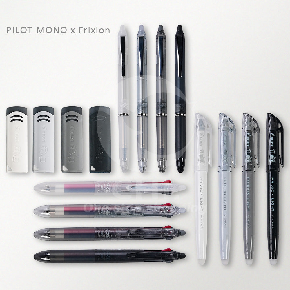PILOT MONOxFrixion Gray and black simple series Black ink friction pen 3-color friction pen Friction highlighter Friction eraser Limited set Textured stationery Japanese texture Office study