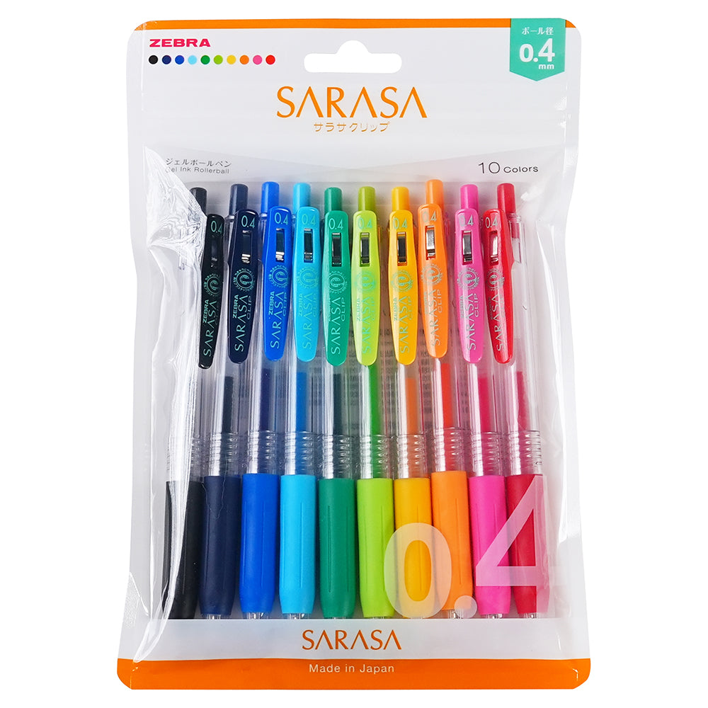 Zebra JJS15-10CA Sarasa Clip 0.4mm پنج رنگ مجموعه ده رنگی قلم ژل محیطی مقاوم در برابر آب