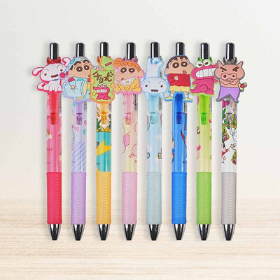 AI PLANNING Crayon Shin-chan series 0.5mm with rubber character gel pen and pen clip doll, 8 colors in total Shin-chan  Nohara Shiro cartoon stationery K-6496