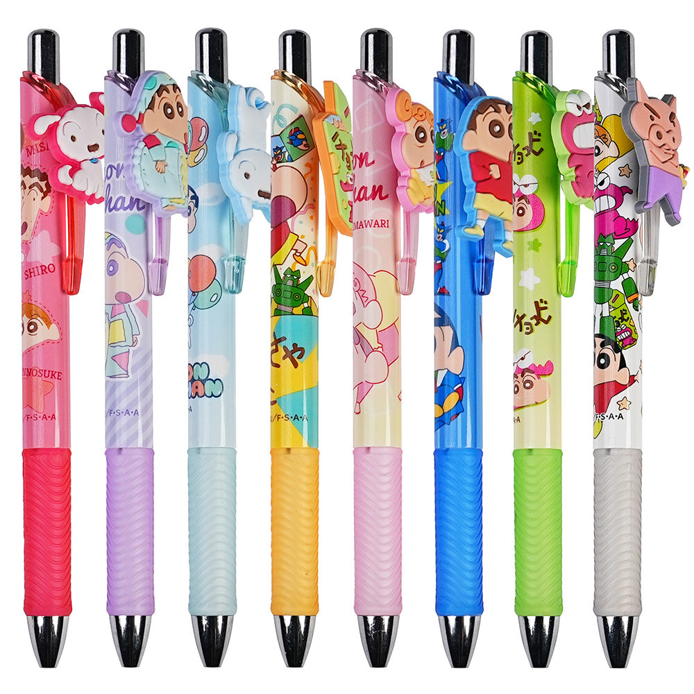AI PLANNING Crayon Shin-chan series 0.5mm with rubber character gel pen and pen clip doll, 8 colors in total Shin-chan  Nohara Shiro cartoon stationery K-6496