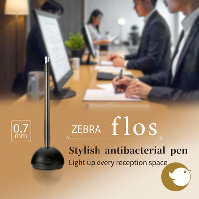 ZEBRA Floss Antibacterial Desk Ballpoint Pen with Base – Office, Hotel, Bank, Store Use