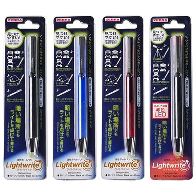 Zebra Lightwrite 0.7 มม. LED Ball Pen Pen Flashlight Metal Pen Pen แสงสีขาวปากกา P-BA96
