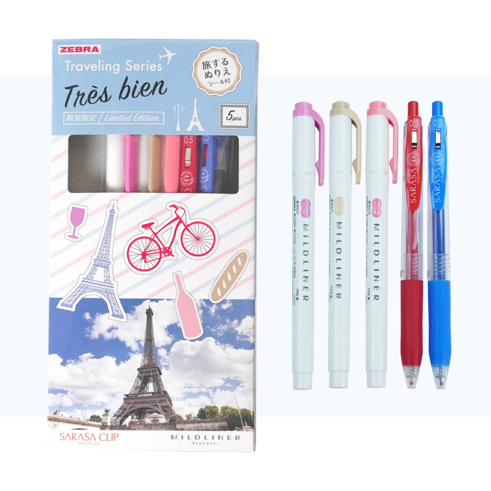 Zebra Sarasa Mildliner Light Pen + Ballpon Pen Limited Travel Set 5-Color