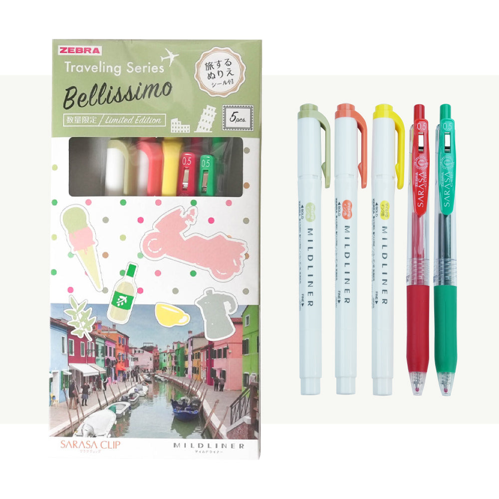 Séabra Sarasa Mildliner Pen Peann + Ballpoint Pen Limited Taisteal Taisteal 5-Color