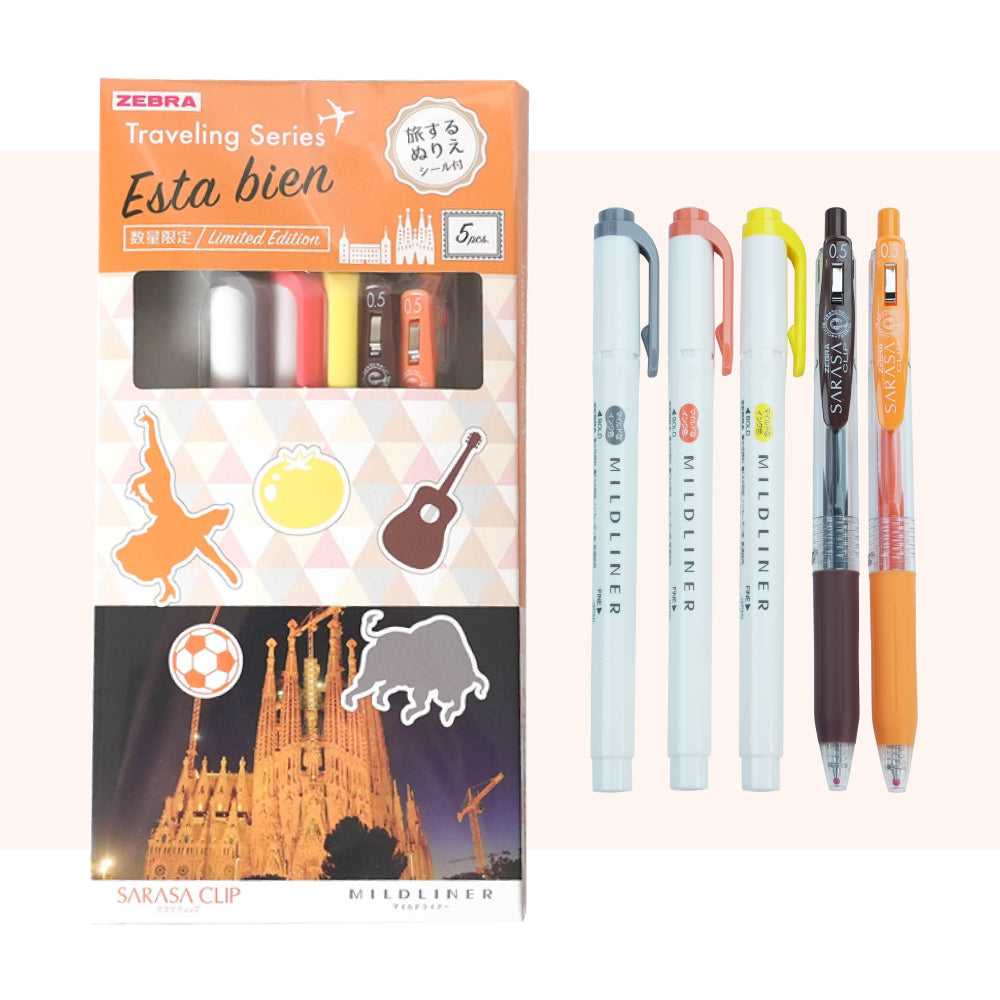 Zebra Sarasa Mildliner Light Pen + Kugelschreiber Limited Travel 5-Farben-Set