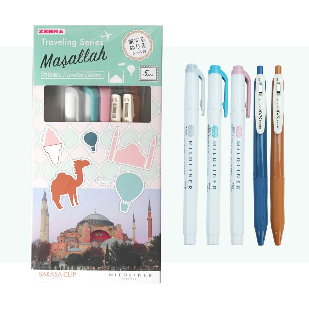 Zebra Sarasa Mildliner Light Pen + Ballpoint Pen Limited Travel 5-Color Set