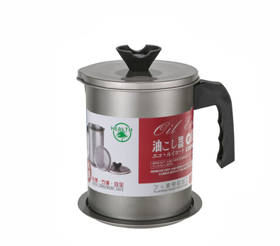 Kitchen supplies oil filter pot, easy to filter oil without leakage, stainless steel, with chassis, Japan, kitchen essential, easy to operate, drain oil, safe and hygienic, oil outlet design