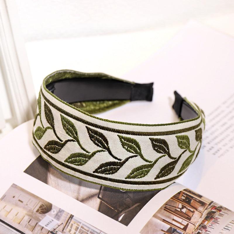 Bohemian style retro ethnic embroidery toothed non-slip headband 6 pattern shapes resort style wide hairdressing style popular items - CHL-STORE 