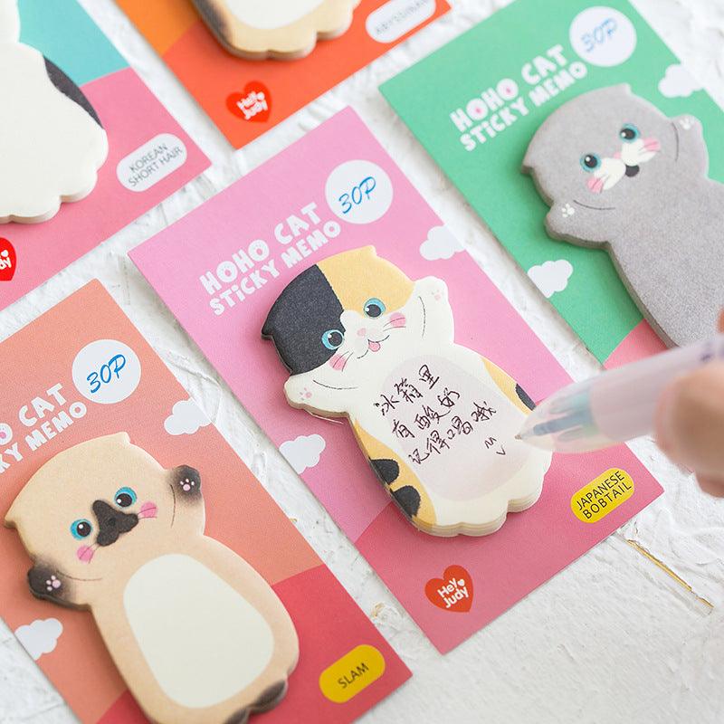 Cartoon cute cat series N times stickers, notes, post-it notes, notes, messages, standing, handbook materials, clipping DIY, office stationery, learning and daily necessities - CHL-STORE 