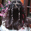 Colored flower bow Braided hair chain Pearl hair accessories chain Pearl braided tassels Braided hair band Popular items Braided hair headdress - CHL-STORE 