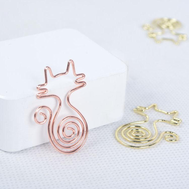 Cute shape metal paper clip, animal shape, shape paper clip, cherry blossom, cat, love, 10 set, creative shape paper clip - CHL-STORE 