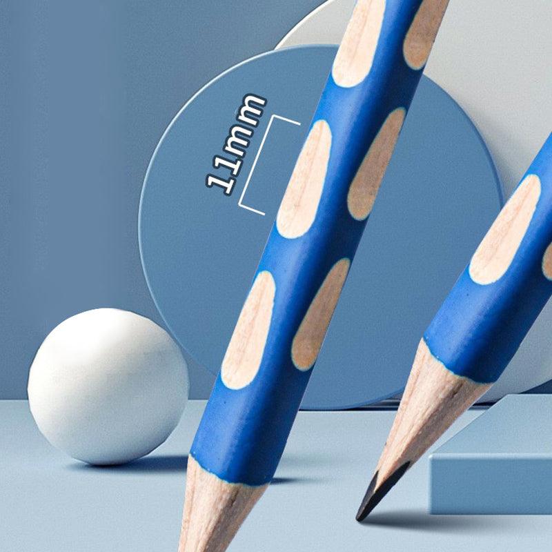 Deli Big Triangular Pole Positive Posture Practicing Words Hole Pencil Thick Rod HB / 2B Regular Type Extra Thick Type Free Exclusive Pencil Sharpener + Eraser Practice Handwriting Grip Pen - CHL-STORE 