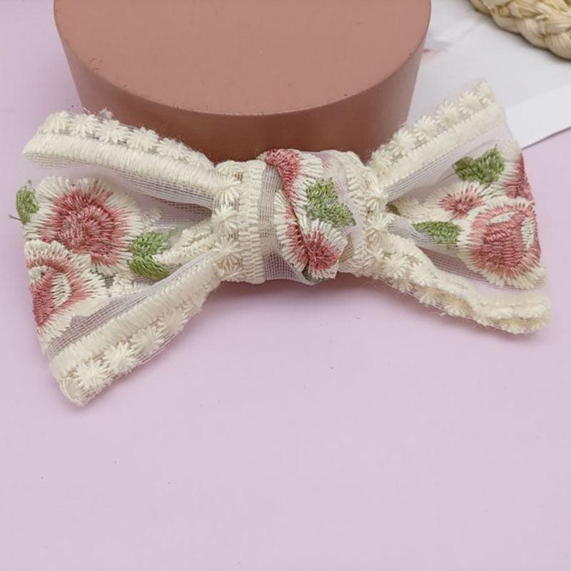 Embroidered lace, chiffon fairy, big bow ponytail spring clip, sweet bow hair clip, net beauty designation, beauty salon, fairy essential - CHL-STORE 
