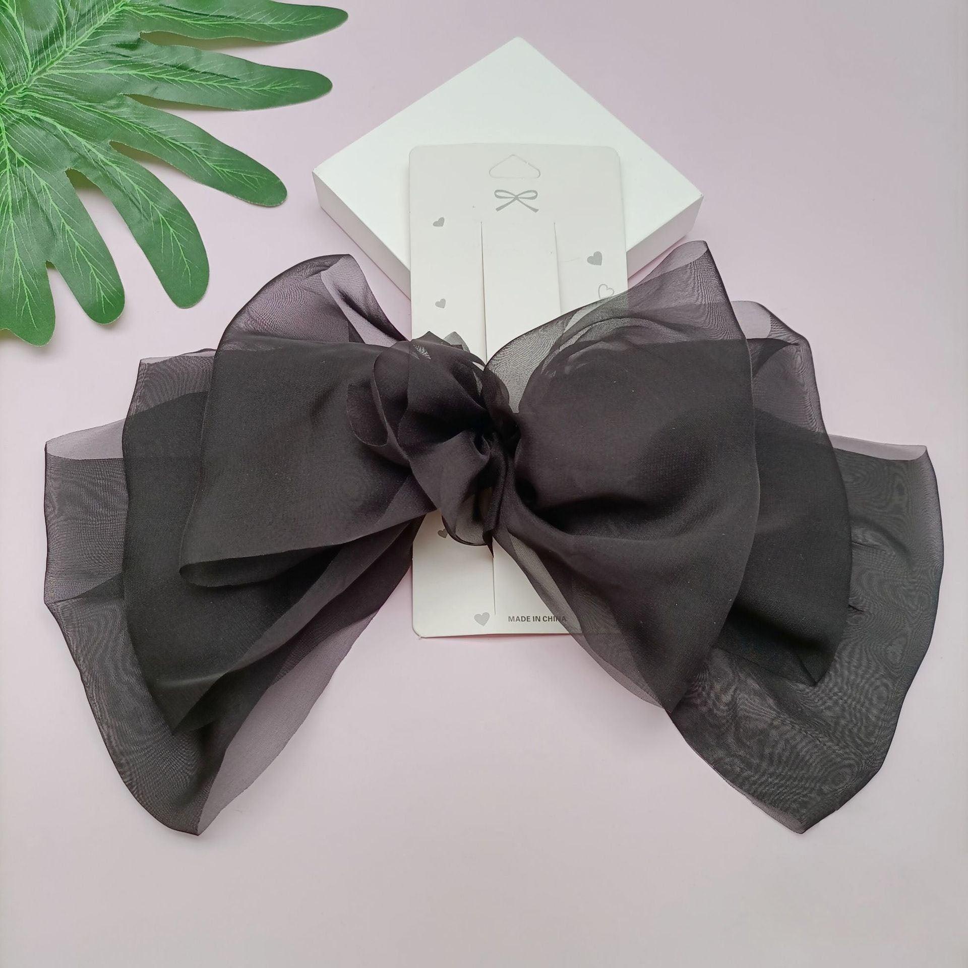 CHL-STORE Exquisite Lace Bow Ponytail Clip Beige