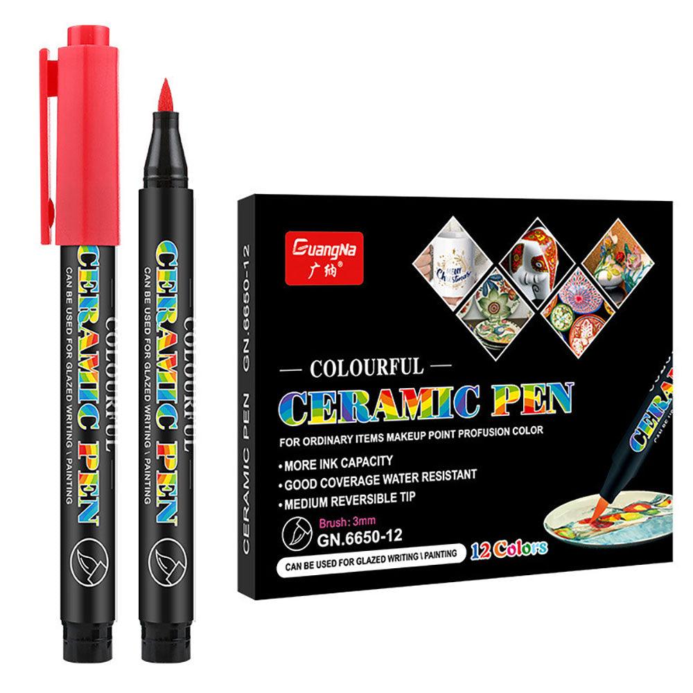 Guangna ceramic painting pens, soft painting pens, 12 colors, creative glass graffiti, DIY production, color brushes - CHL-STORE 