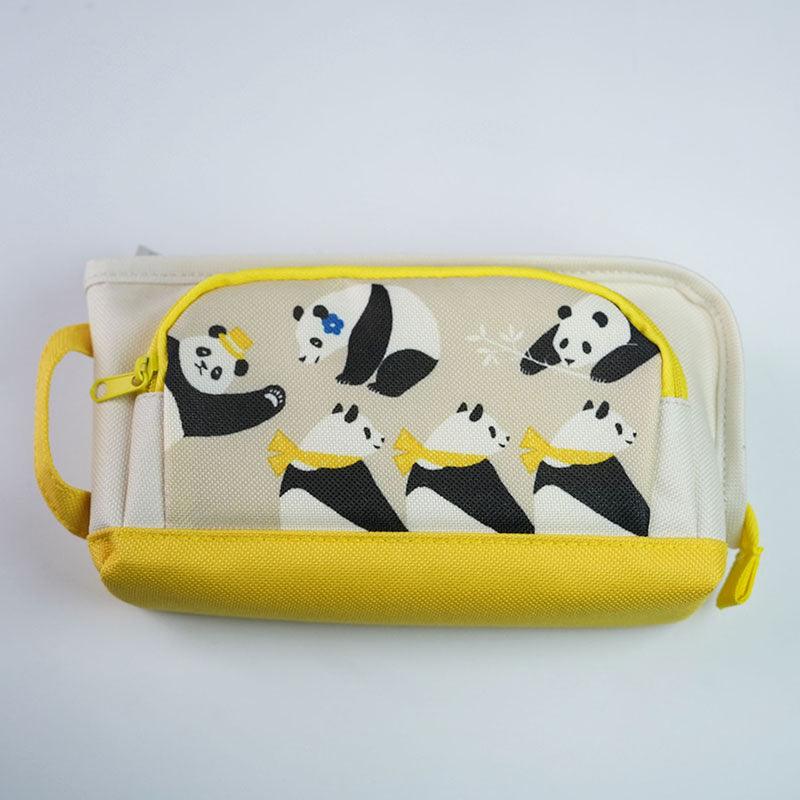 Japan KOKUYO Guoyu panda pencil bag large capacity bag storage bag pencil bag cute simple student stationery box - CHL-STORE 