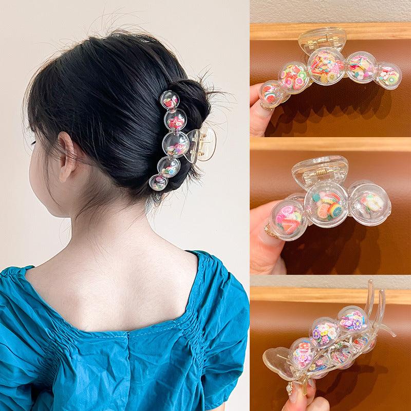 Korea's fresh quicksand clips, transparent quicksand, colorful fruit series, watermelon, cherry, hair styling, popular items, children's hair accessories - CHL-STORE 
