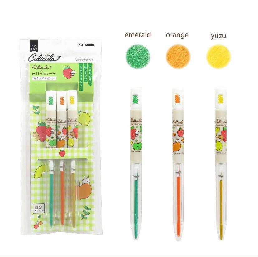 KUTSUWA x MIZUTAMA rotating color pencil cute illustration three-color set